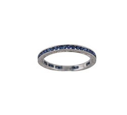 14KT WHITE GOLD SAPPHIRE ETERNITY BAND.
