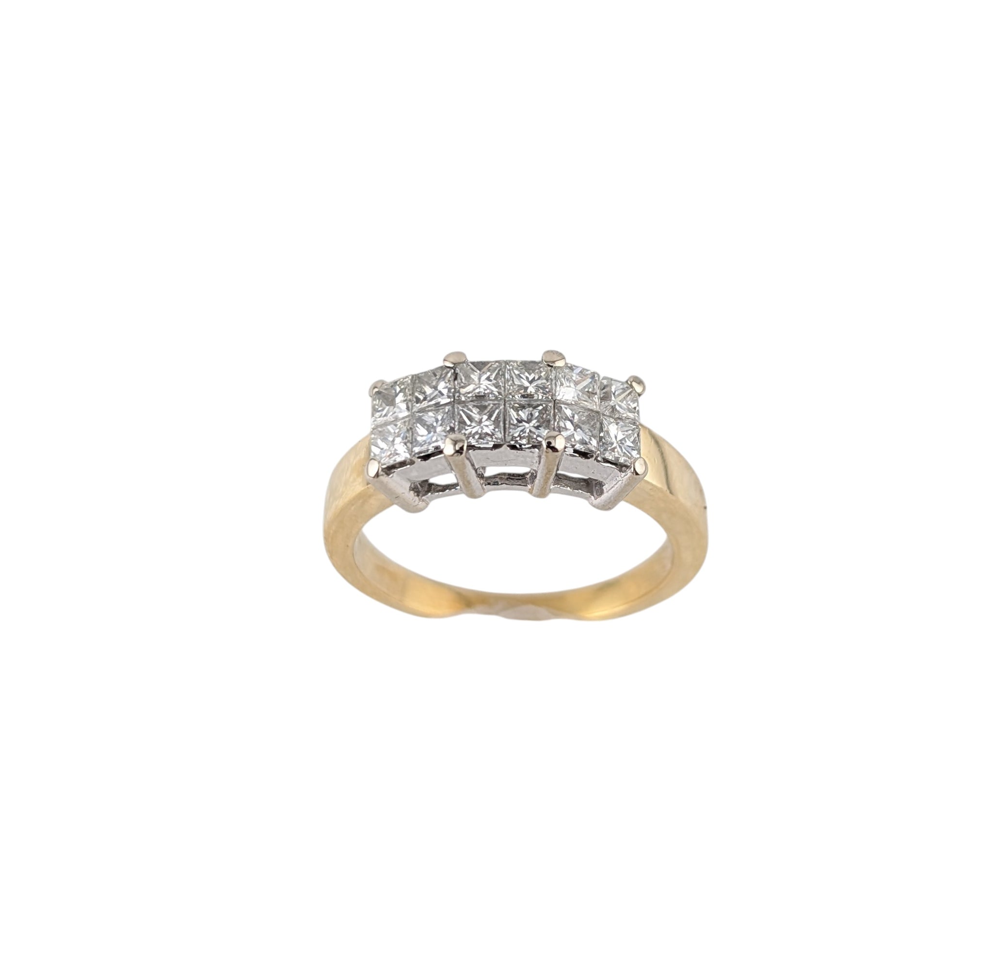 18KT YELLOW GOLD LADIES DIAMOND RING.