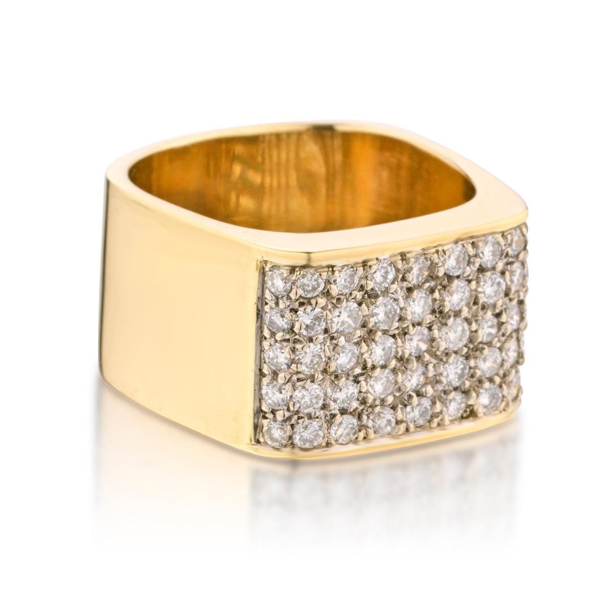 14kt Yellow Gold Diamond Square Shape Ring. 45 x 0.70ct Tw