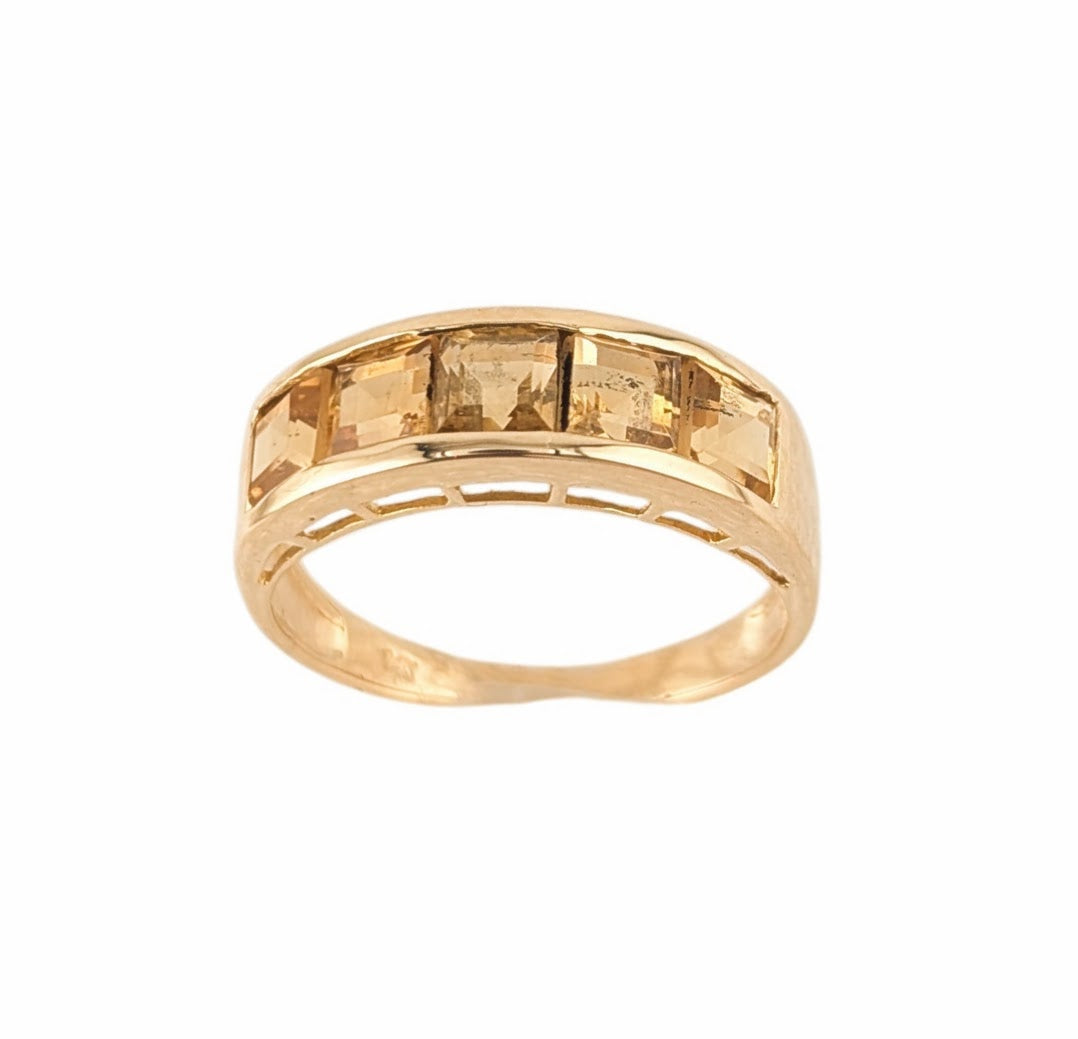 14KT YELLOW GOLD CHANEL SET CITRINE BAND