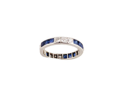 VINTAGE PLATINUM SAPPHIRE & DIAMOND ETERNITY BAND.