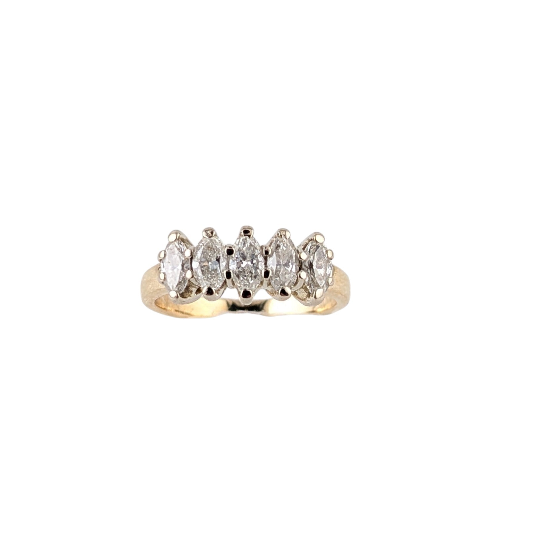 14KT YELLOW & WHITE GOLD MARQUISE CUT DIAMOND BAND.
