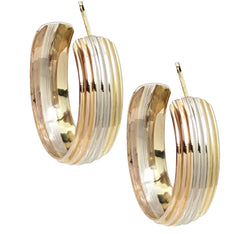 14kt Tri Colour Gold Hoops. Weight: 9.92 grams Made in Italy.