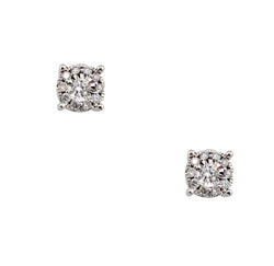 14kt White Gold Diamond Cluster Stud Earrings.  0.65ct Tw