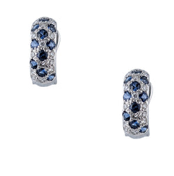 18 KT WHITE GOLD SAPPHIRE & DIAMOND DROP EARRINGS