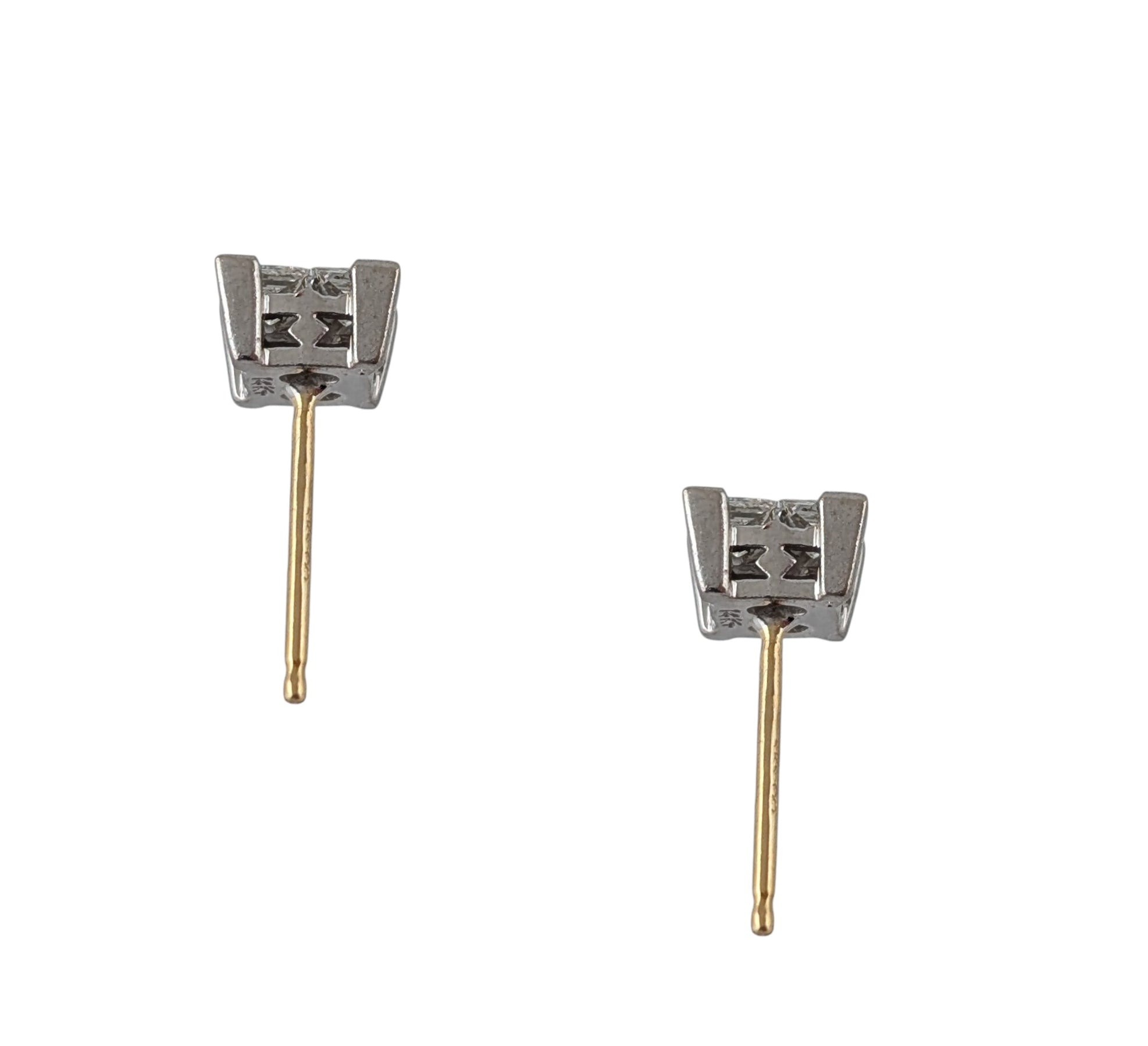 14KT YELLOW & WHITE GOLD DIAMOND EARRINGS.