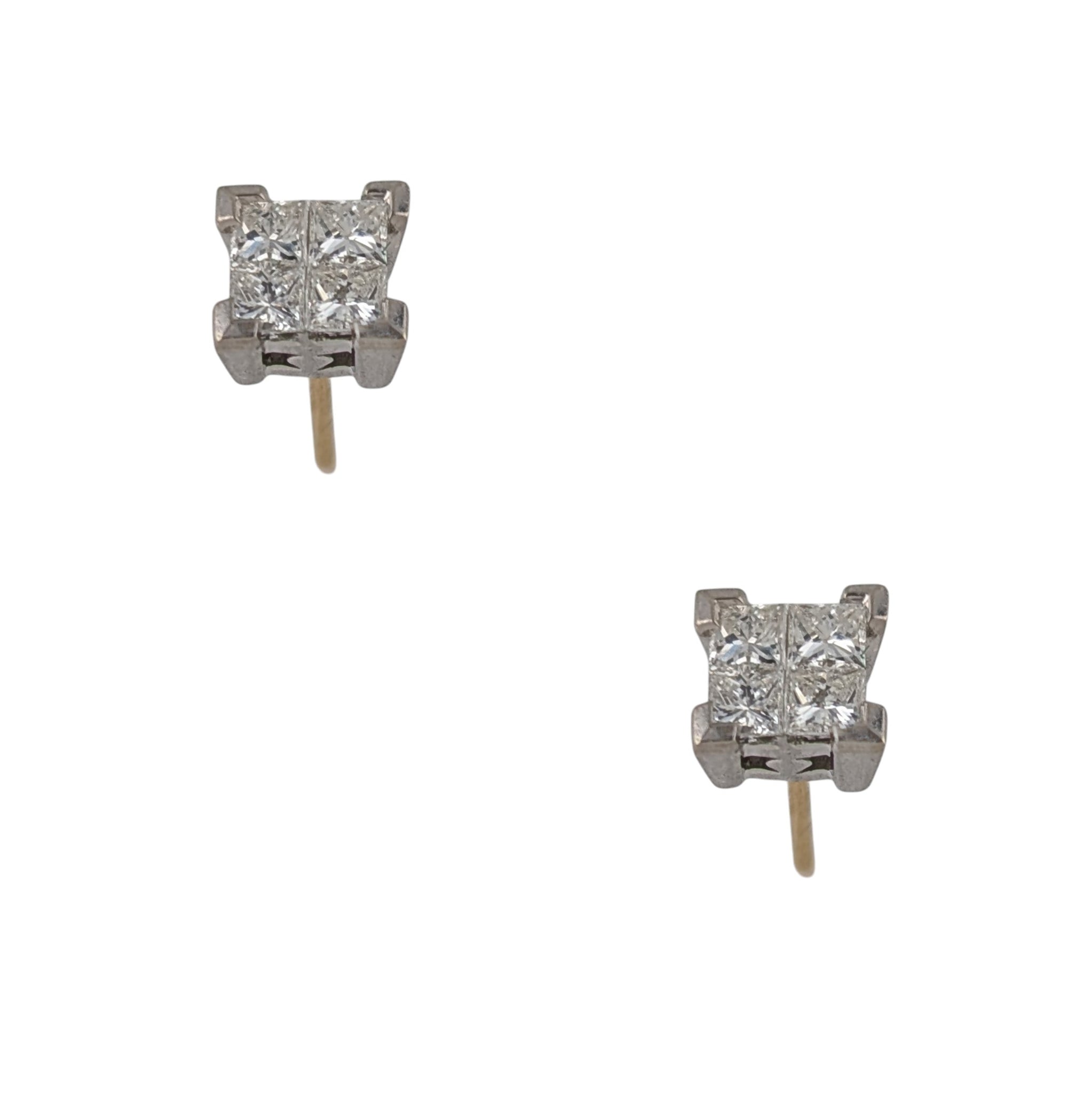 14KT YELLOW & WHITE GOLD DIAMOND EARRINGS.