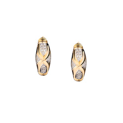 Ladies 14kt Yellow Gold and Diamond Hoop Earrings