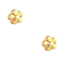 18KT YELLOW GOLD PUFFY FLOWER EARRINGS.