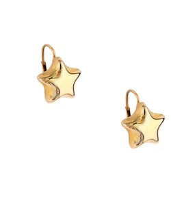 14KT YELLOW GOLD PUFFY STAR EARRINGS.