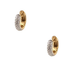 14KT YELLOW GOLD & DIAMOND HIGH POLISH HUGGIE EARRINGS