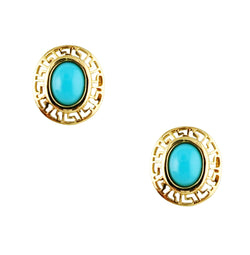 14KT YELLOW GOLD TURQUOISE EARRINGS.
