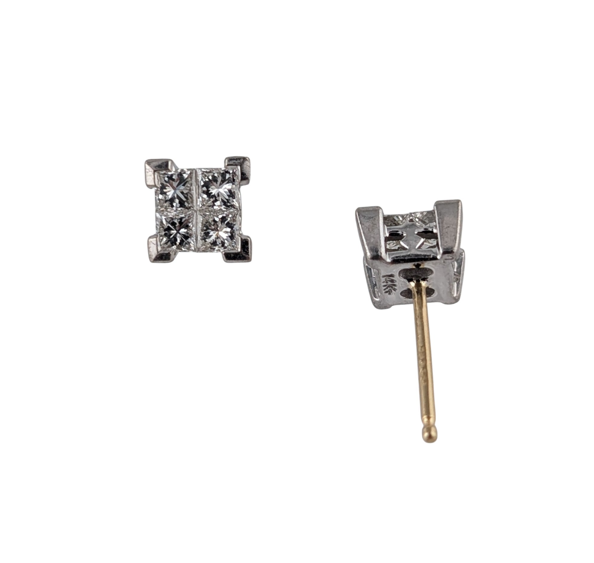 14KT YELLOW & WHITE GOLD DIAMOND EARRINGS.