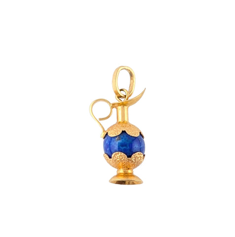 18kt Yellow Gold Lapis Lazuli Jug Pendant / Charm