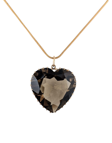 18KT YELLOW GOLD HEART SHAPED TOPAZ PENDANT AND CHAIN