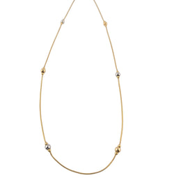 14KT YELLOW & WHITE GOLD BEAD NECKLACE.