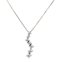 18KT WHITE GOLD DIAMOND PENDANT & CHAIN