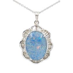 18kt White Gold Opal and Diamond Pendant