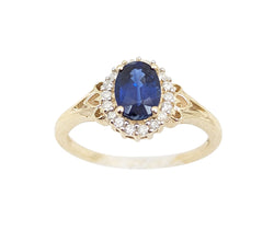 10kt Yellow Gold Sapphire and Diamond Dress Ring
