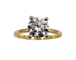 18kt Yellow Gold 4 Claw Solitaire Diamond Ring. GIA Diamond