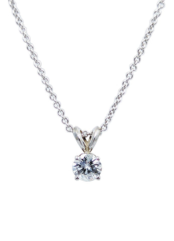 Solitaire 14kt White Gold Diamond Pendant.  1.10ct