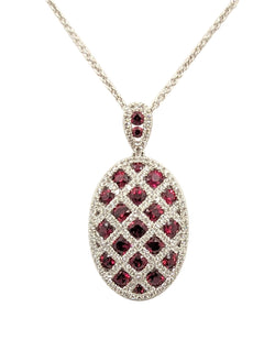 14kt White Gold Ruby and Diamond Checkerboard Pendant