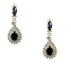 14kt White Gold Diamond and Blue Sapphire Earrings