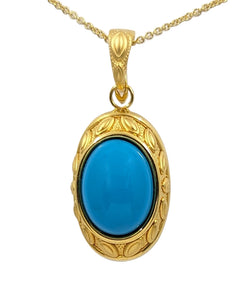 14kt Yellow Gold Turquoise Cabochon Pendant