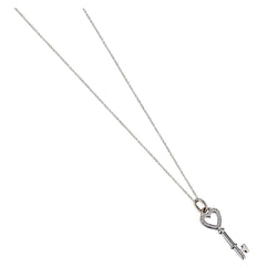 18KT White Gold Diamond Key Heart Necklace