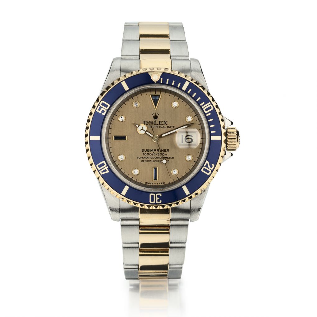 Rolex Oyster Perpetual Two-Tone Submariner Serti Dial Watch