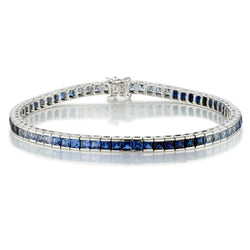Ladies 10kt White Gold Blue Sapphire and Tanzanite Line "Tennis "Bracelet
