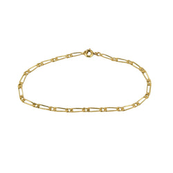 18KT YELLOW GOLD FLAT CABLE LINK BRACELET 7" IN LENGTH.