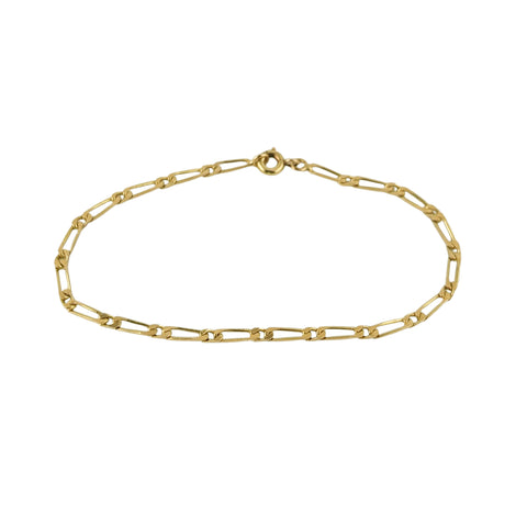 18KT YELLOW GOLD FLAT CABLE LINK BRACELET 7" IN LENGTH.