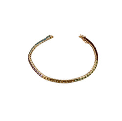 14KT YELLOW GOLD MULTI COLORED STONES BRACELET
