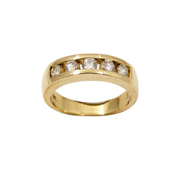 14kt Yellow Gold Channel 5 x 0.35 Ctw Diamond Band