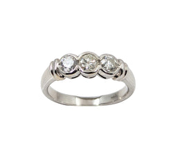 Ladies 18kt White Gold 3 Stone Diamond Ring .3 x 0.50ct Tw