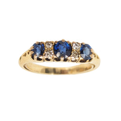 14kt Yellow Gold Vintage Sapphire and Diamond Ring.