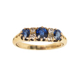 14kt Yellow Gold Vintage Sapphire and Diamond Ring.
