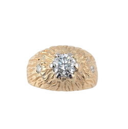 Mens 14kt Yellwo Gold Diamond Ring.  0.95 Brilliant Cut Diamond