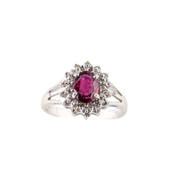 Ladies 14kt White Gold Ruby & Diamond Ring
