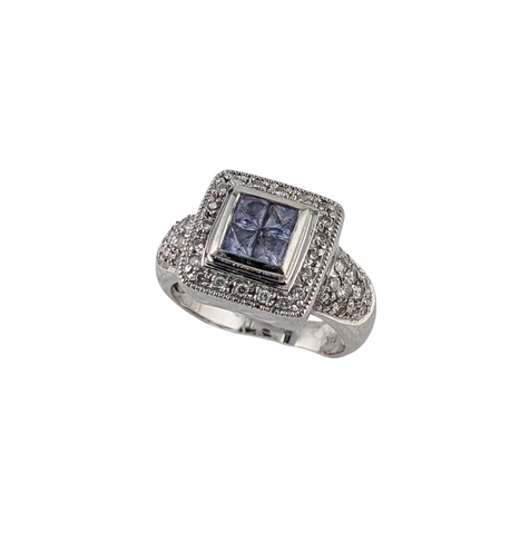 18kt White Gold Tanzanite and Diamond Ring.