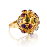Vintage 18kt Yellow Gold Multi Gemstone Sputnik Ring. H Stern