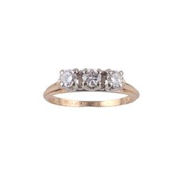 14KT YELLOW & WHITE GOLD 3 DIAMOND RING