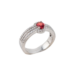 LADIES 18KT WHITE GOLD FIRE ORANGE TOURMALINE AND DIAMOND RING