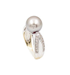 14kt White Gold Diamond and South Sea Pearl Ring