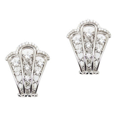 18kt White Gold Diamond Lattice Earrings