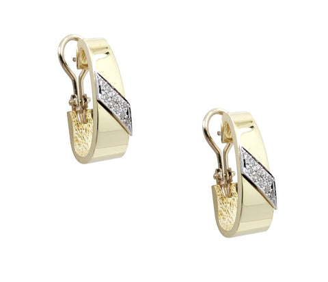 14kt Yellow Gold Diamond Hoop Earrings
