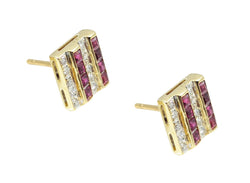 18kt Yellow Gold Ruby and Diamond Stud Earings