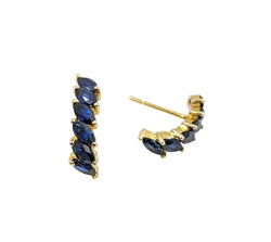 18kt Yellow Gold Blue Sapphire Marquise Cut Stud Earrings.