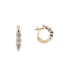 14KT YELLOW AND WHITE GOLD AND DIAMOND EARRINGS WITH EUROPEAN BACKS.